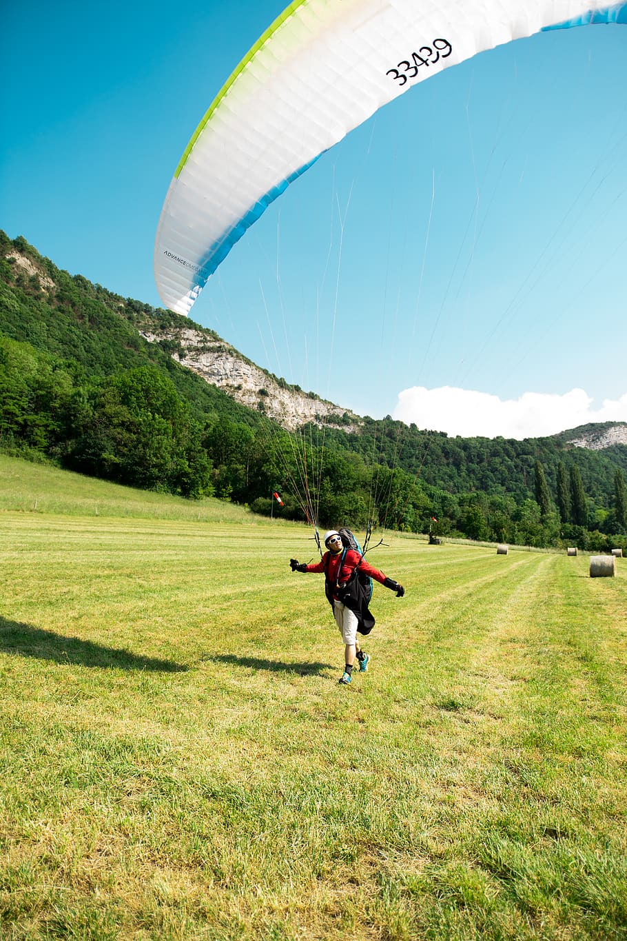 france, les clefs, la tournette, paraglider, father, summer, HD wallpaper
