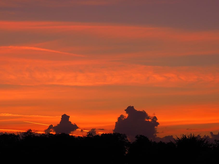 sunrise, clouds, sky, mood, cumulus clouds, red, evening sky HD wallpaper