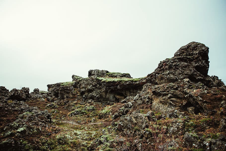 A walking path in rocky formations and plants, Cloud, Green, Hill HD wallpaper