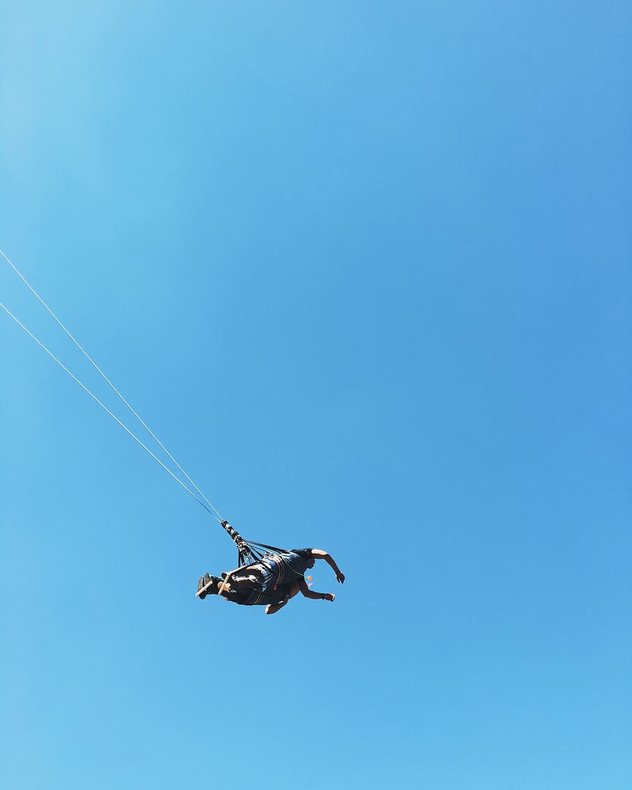 park, sky, flying, six flag, low angle view, copy space, clear sky HD wallpaper