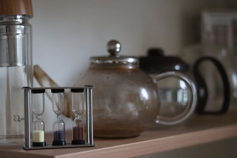 kitchen, hourglass, teapot, indoors, household equipment, domestic room HD wallpaper