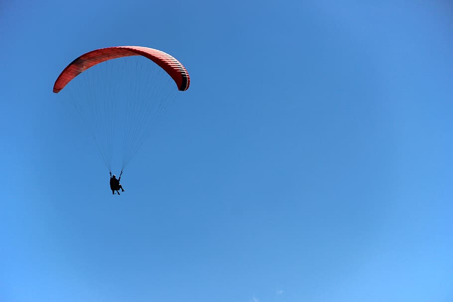 flight, paragliding, sky, dom, clouds, sport, adventure, holidays HD wallpaper