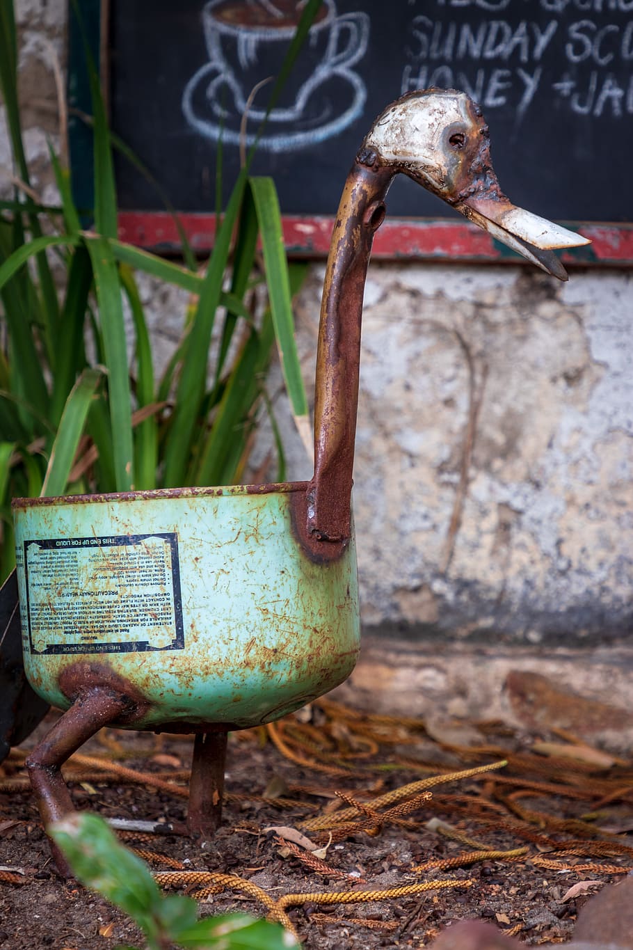 rust, handrail, banister, bird, animal, antelope, mammal, wildlife HD wallpaper