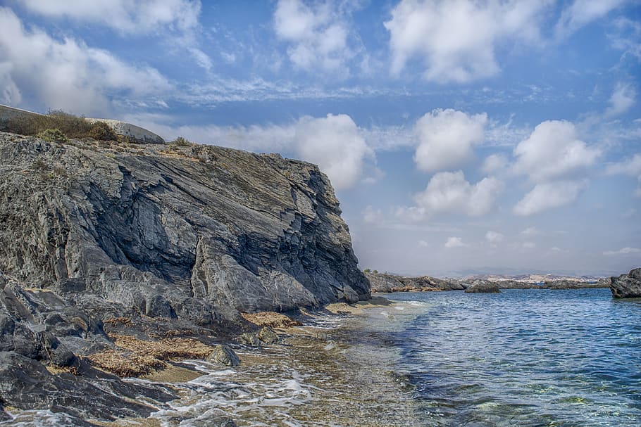 beach, rock, costa, sky, landscape, beauty in nature, cloud - sky HD wallpaper