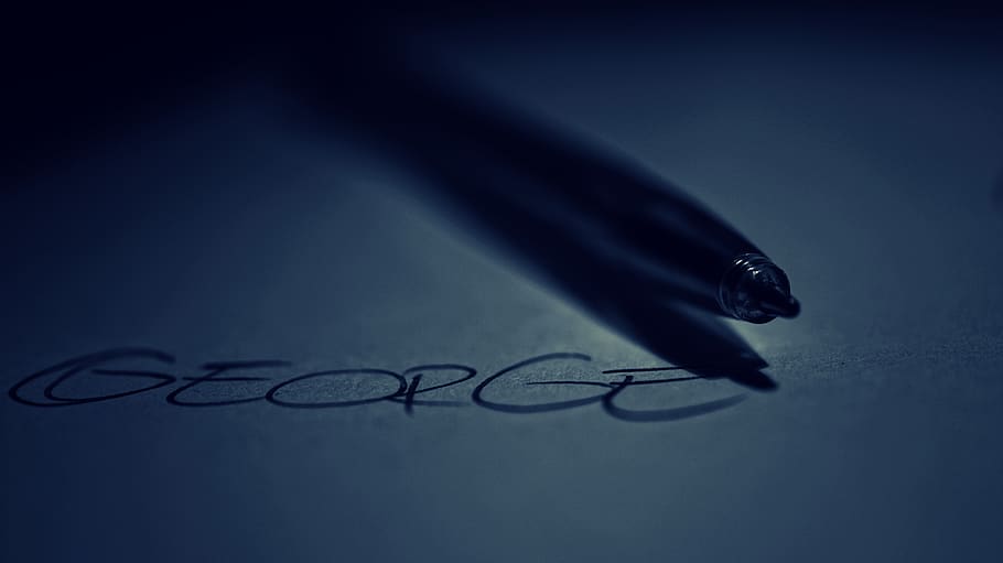 pen, name, paper, george, dark, tint, ink, writing instrument HD wallpaper