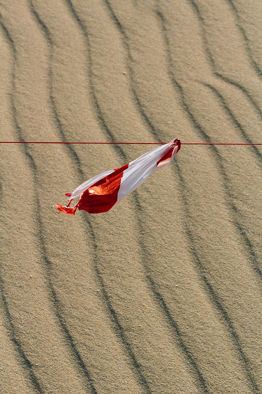 waving red and white textile, sand, desert, ribbon, wallpaper