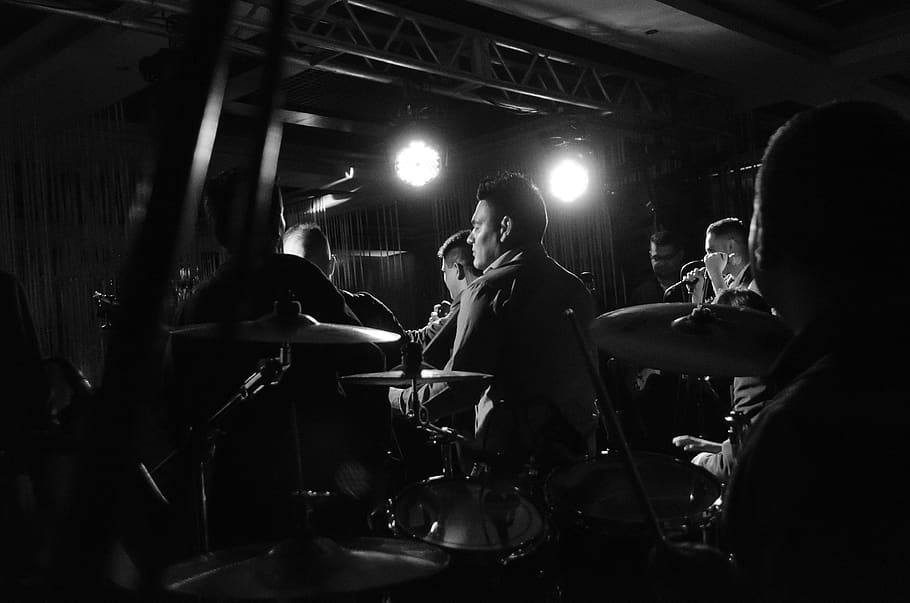 band, lights, black and white, composition, music, arts culture and entertainment HD wallpaper
