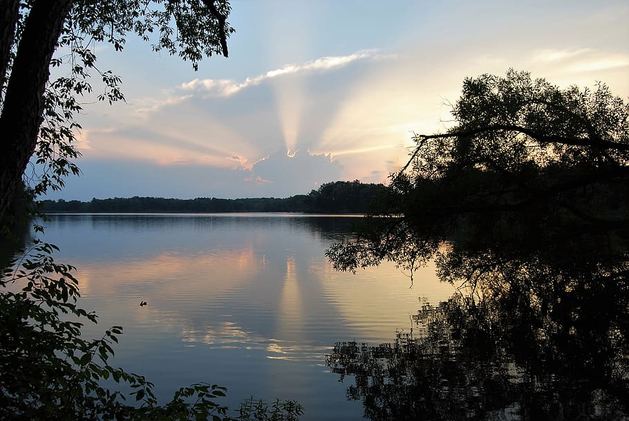 lake, cloud, wow, awesome, tree, sky, water, reflection, tranquility HD wallpaper