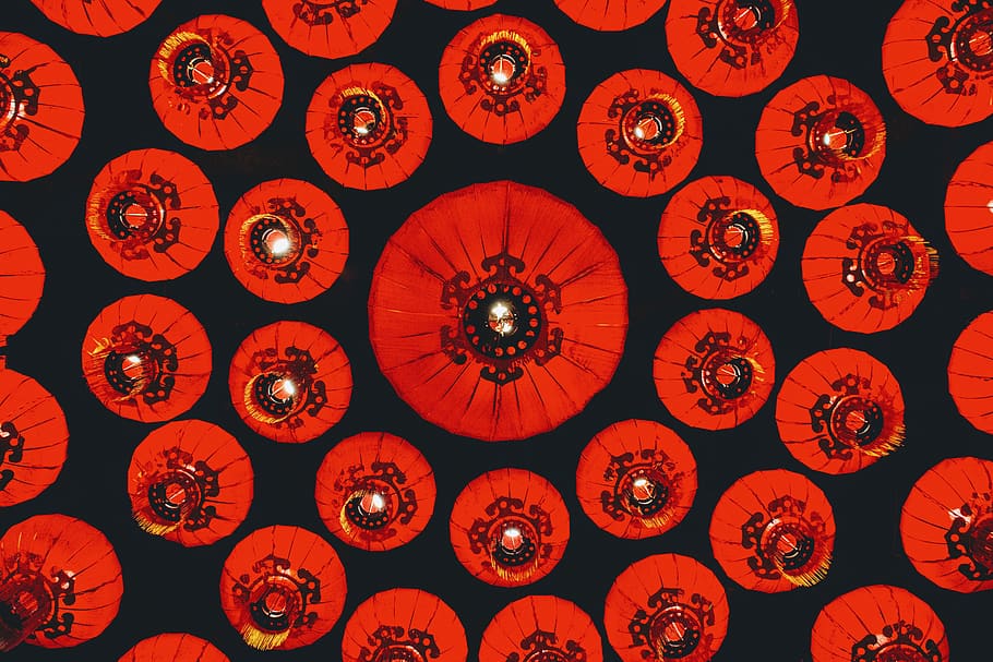 round orange lantern lot, full frame, large group of objects HD wallpaper
