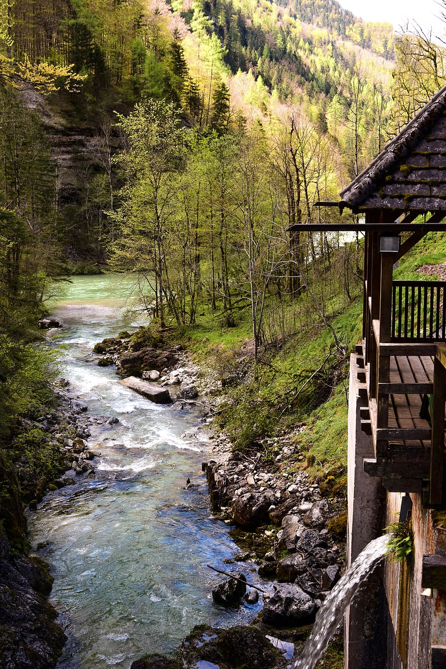 Water Mill Near Body of Water, environment, flow, forest, landscape HD wallpaper