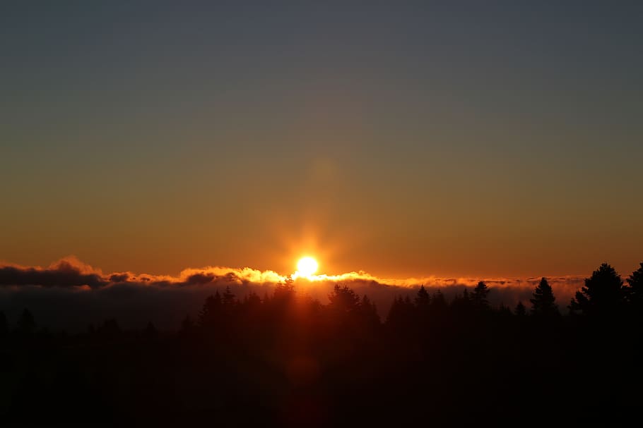 sunrise, horizon, sky, clouds, nature, in the evening, solar HD wallpaper