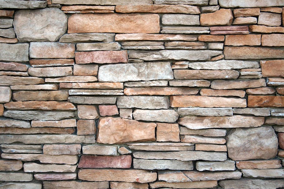 Red and Gray Brick Wall, pattern, stone wall, stones, backgrounds HD wallpaper