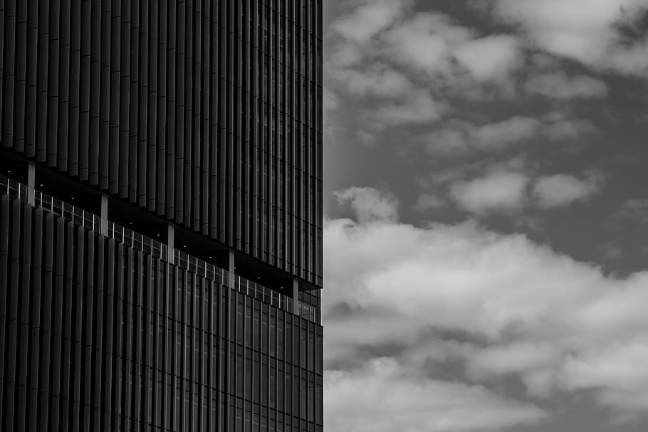 australia, melbourne, clouds, city, black and white, building HD wallpaper