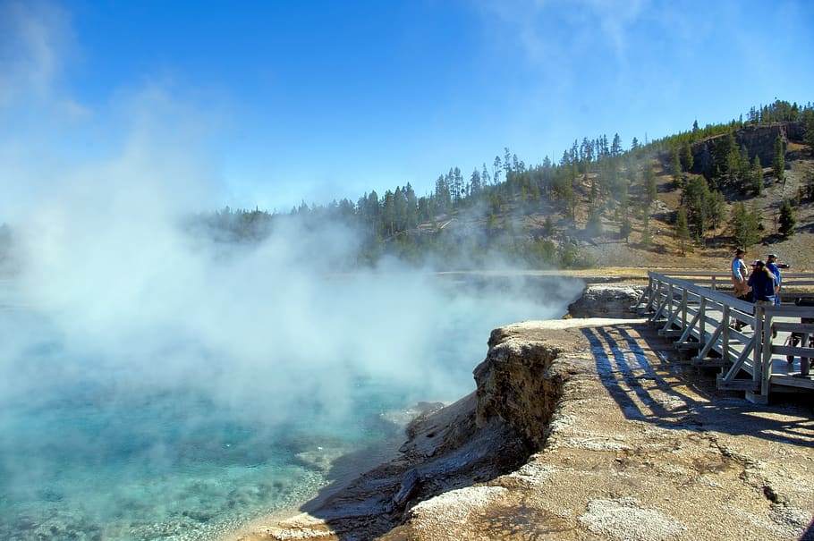 excelsior geyser crater rim, spring, yellowstone, national