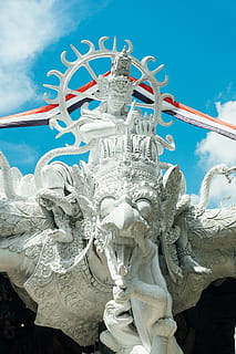 Hindu god statue, indonesia, sculpture, ubud, art, stone, cloud HD wallpaper