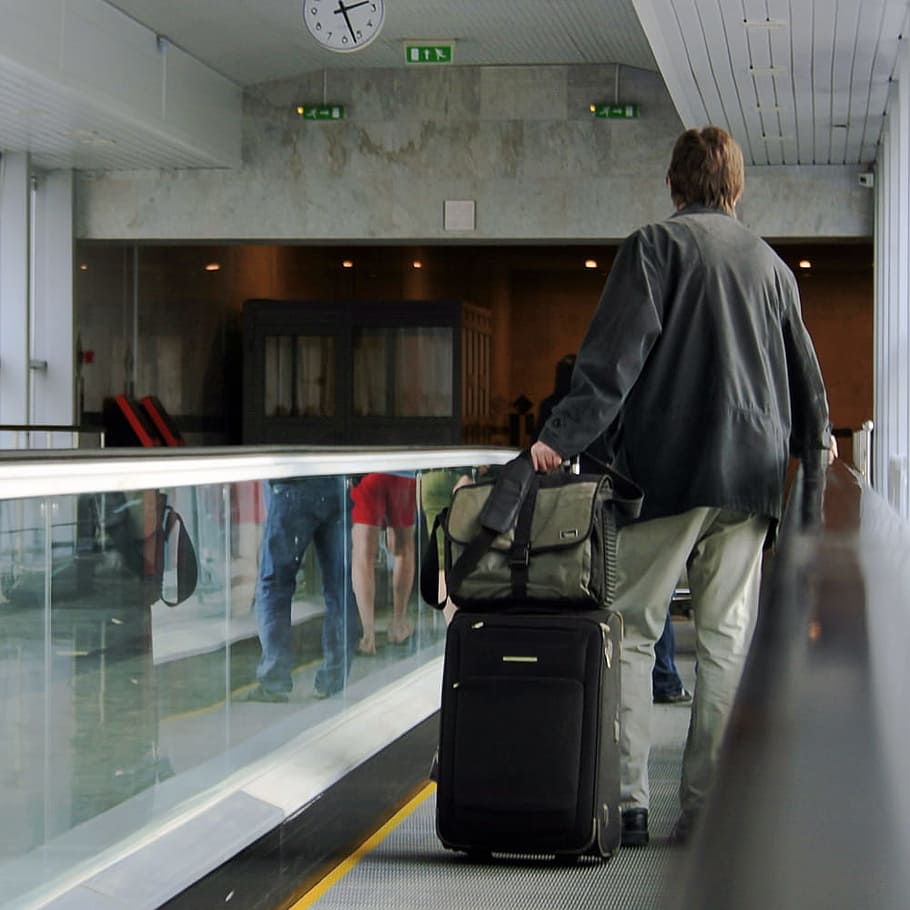 bag, baggage, big, black, briefcase, handle, holiday, luggage, HD wallpaper