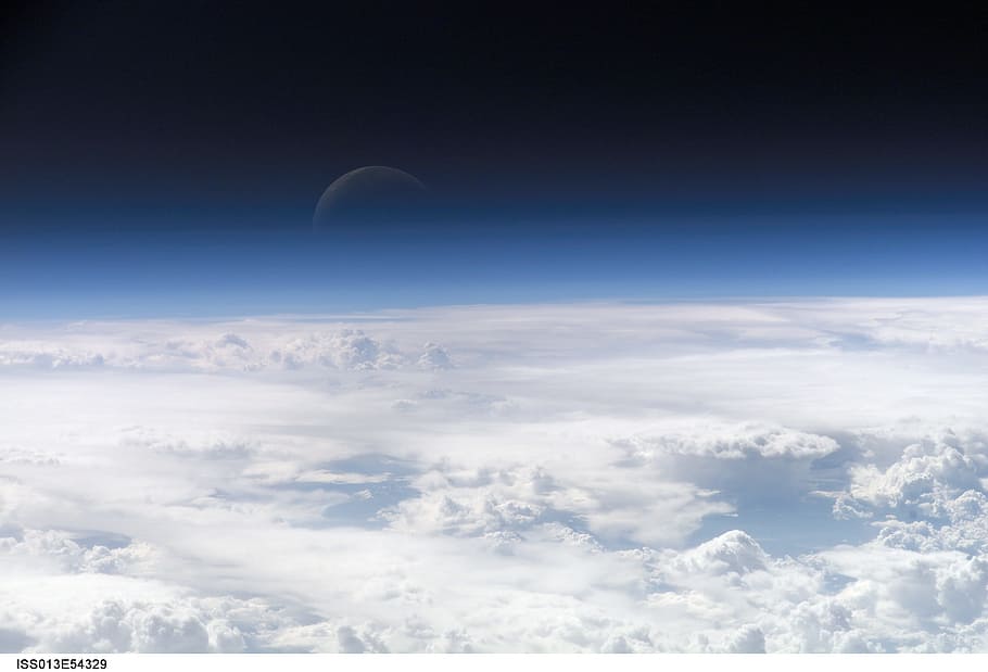 moon, crescent, nature, sky, cloud, cloudy, cloud - sky, blue HD wallpaper