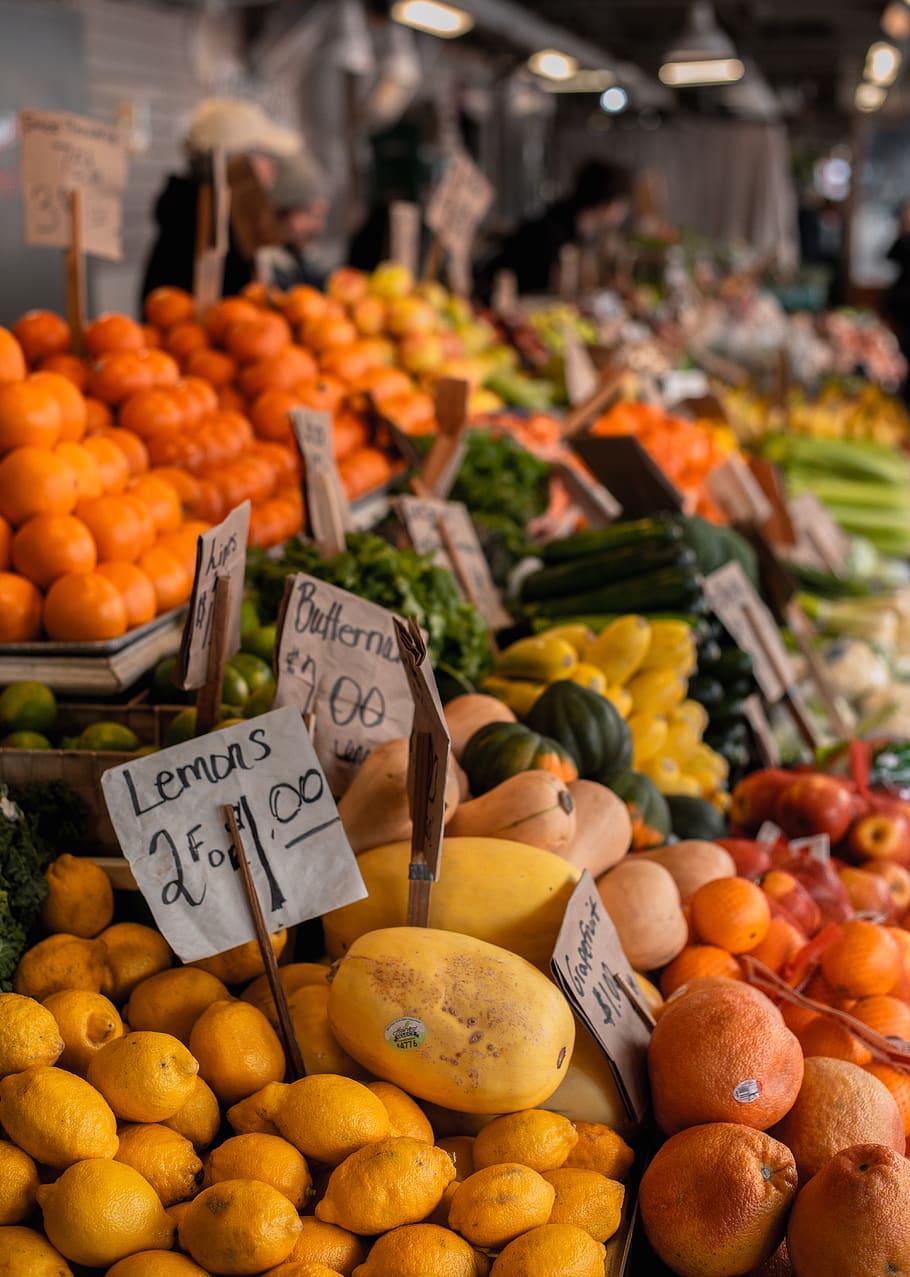 assorted fruits displays, healthy eating, market, food and drink HD wallpaper