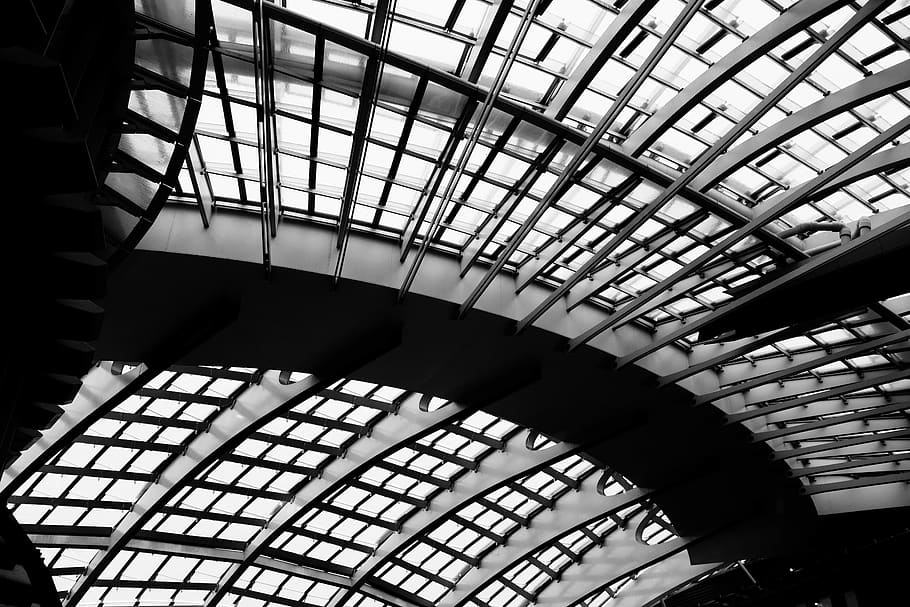 building, architecture, window, skylight, staircase, roof, vault ceiling HD wallpaper