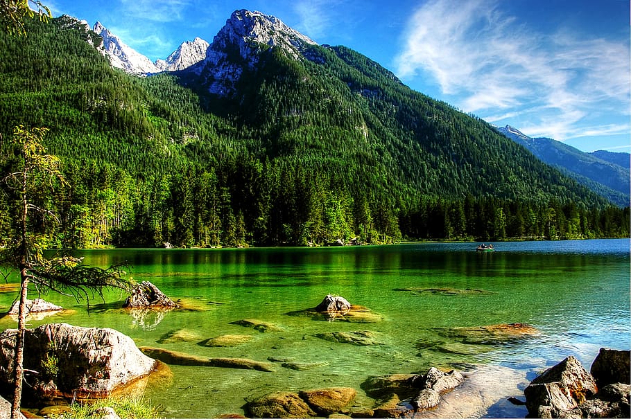 ramsau, hintersee, alpine, nature, berchtesgaden, bavaria, mountains HD wallpaper