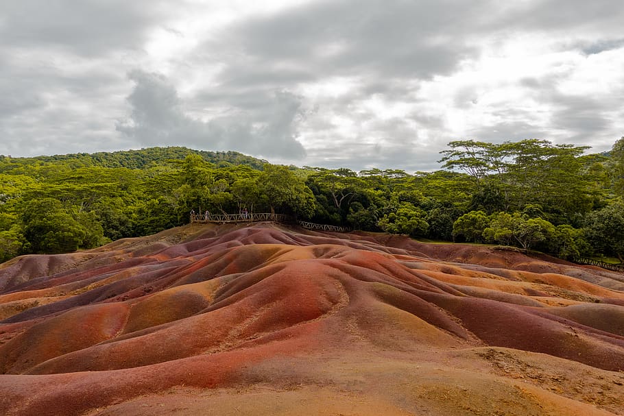 mauritius, chamarel, seven coloured earth in chamarel, sand