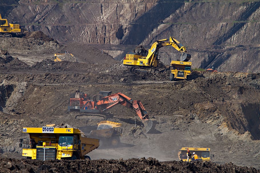 photography of excavators at mining area, bulldozer, tractor