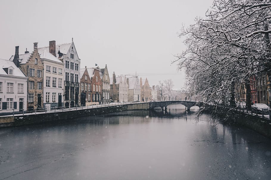 town covered in snow, architecture, built structure, building exterior HD wallpaper
