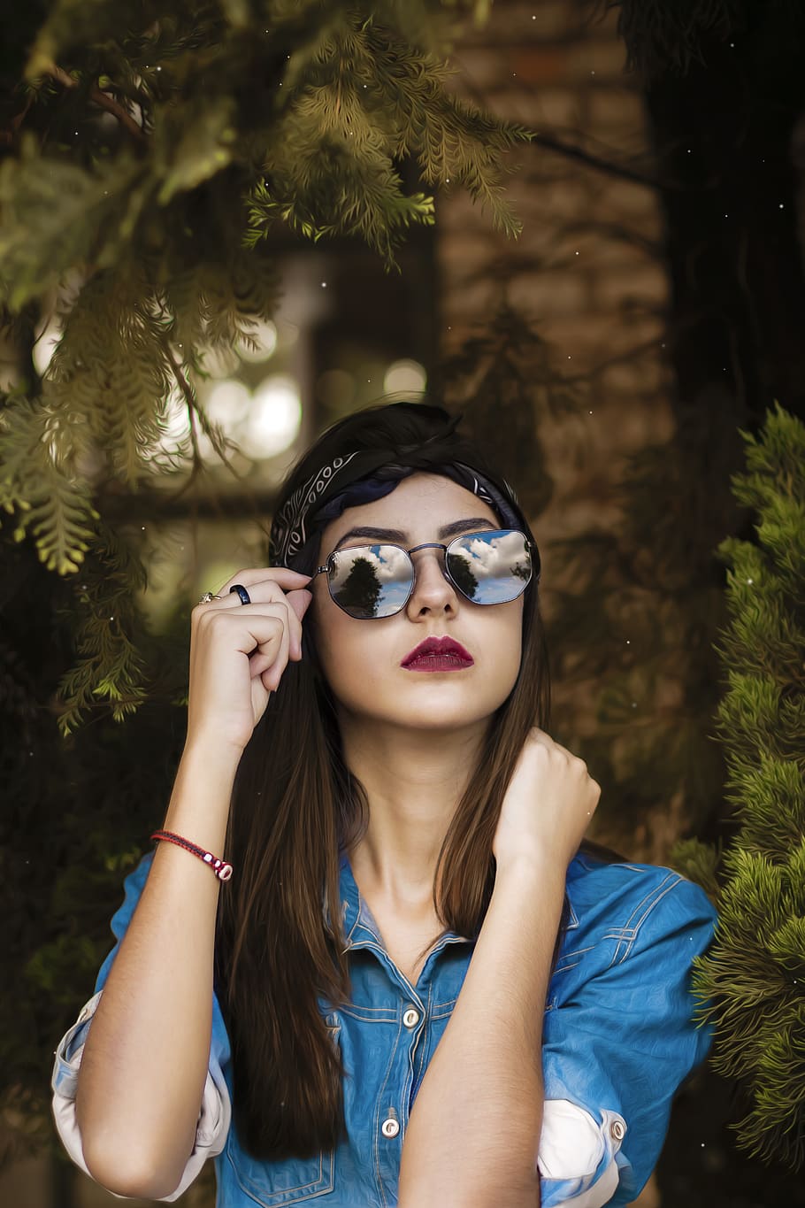Woman Wearing Sunglasses, attractive, bandana, beautiful, beauty