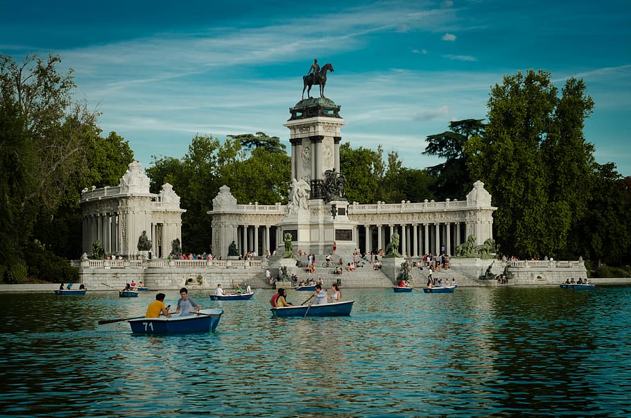 spain, madrid, water, architecture, sky, built structure, nature HD wallpaper