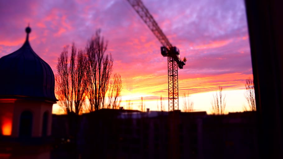 munich, germany, sunset, colorexplosion, architecture, schwabing HD wallpaper