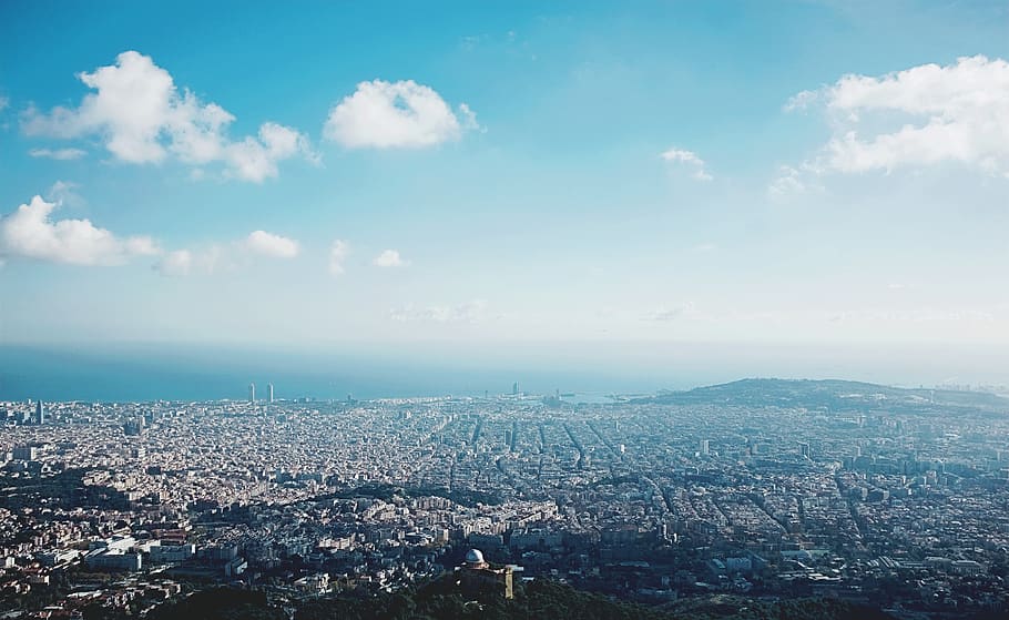 spain, barcelona, sky, building exterior, cloud - sky, city HD wallpaper