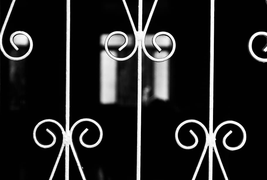 Metal Frame, black and white, black-and-white, design, pattern HD wallpaper