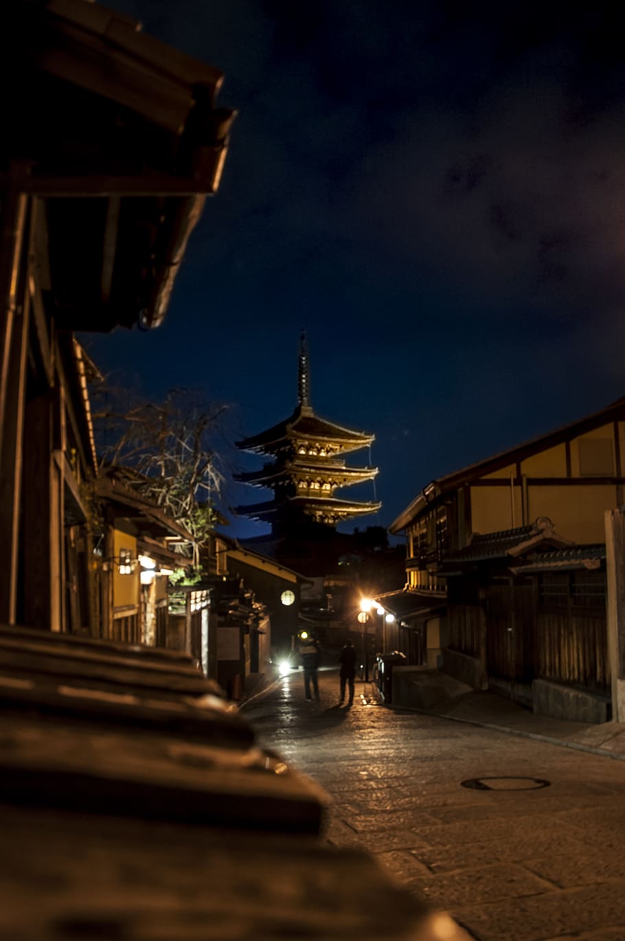 japan, kyōto-shi, yasaka shrine, kyoto, street, night, lights, HD wallpaper