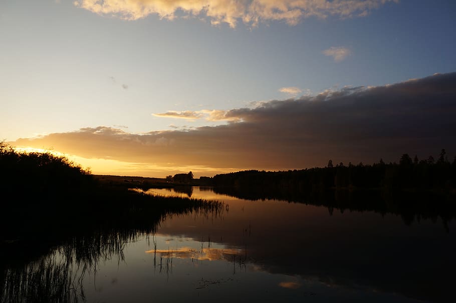 sunset, lake, nature, evening, twilight, sky, reflection, beauty in nature HD wallpaper