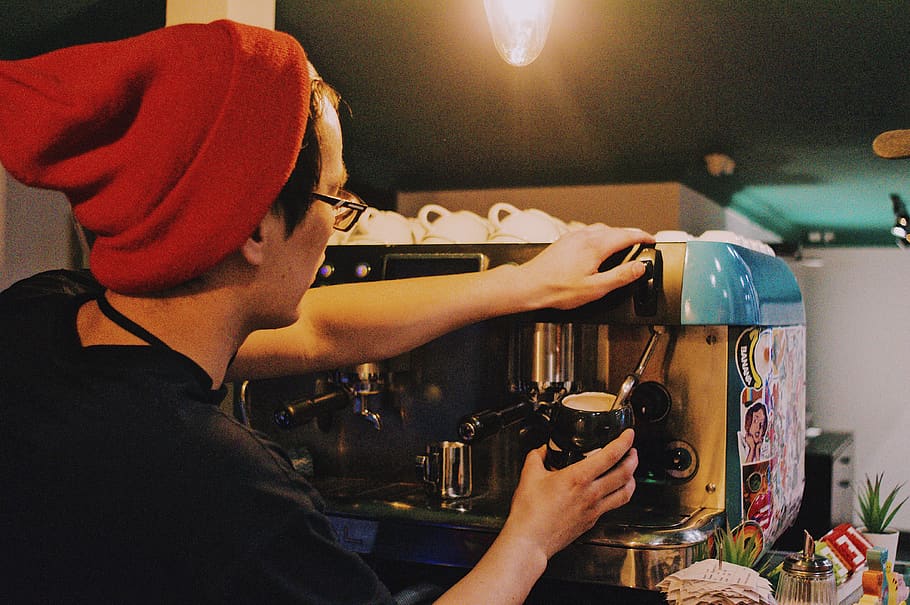 man using espresso machine, human, person, kazakhstan, astana HD wallpaper
