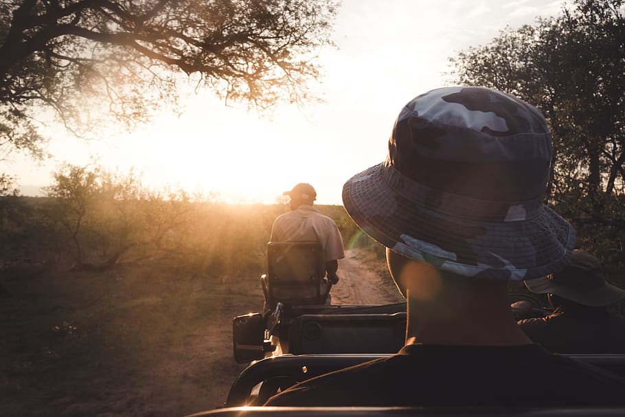 three men riding a car, hat, clothing, apparel, flare, light HD wallpaper