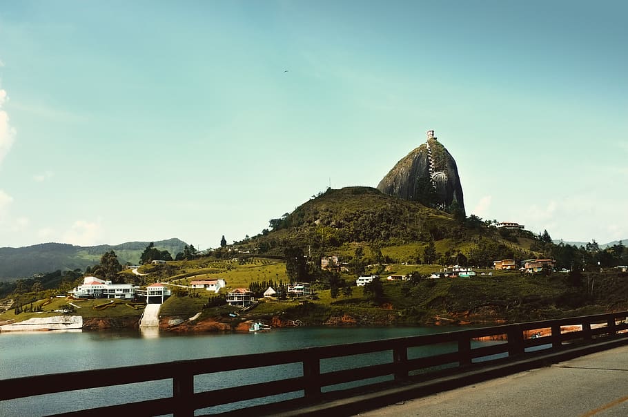 guatape, colombia, pueblo, el penon de guatape, el peñón de guatapé, HD wallpaper