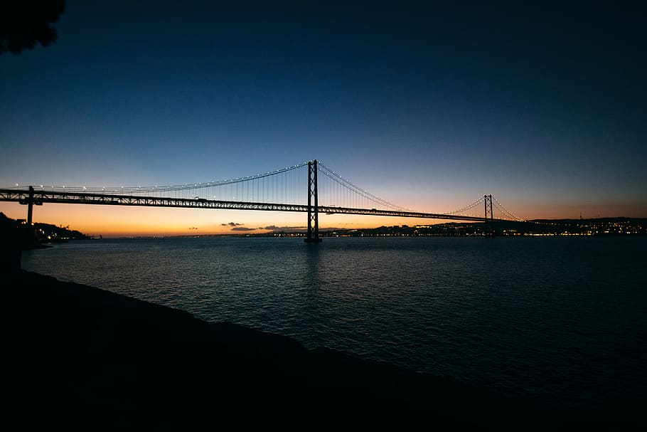 dark, beach, shore, coast, sky, architecture, bridge, horizon HD wallpaper