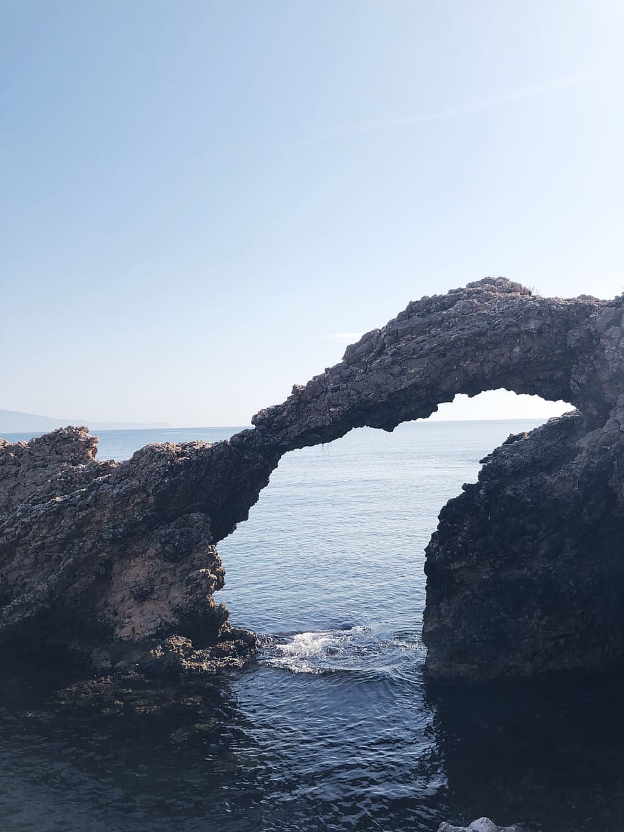spain, empúries, link, holiday, blue, ocean, summer, sun, rock HD wallpaper