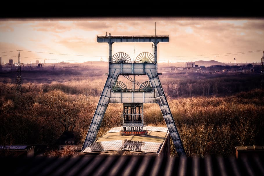 bill, headframe, ruhr area, carbon, mining, mine, industrial plant HD wallpaper