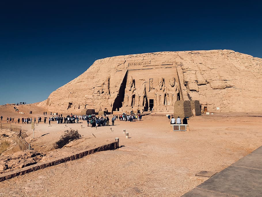 landscape photography of rock, building, ancient egypt, architecture