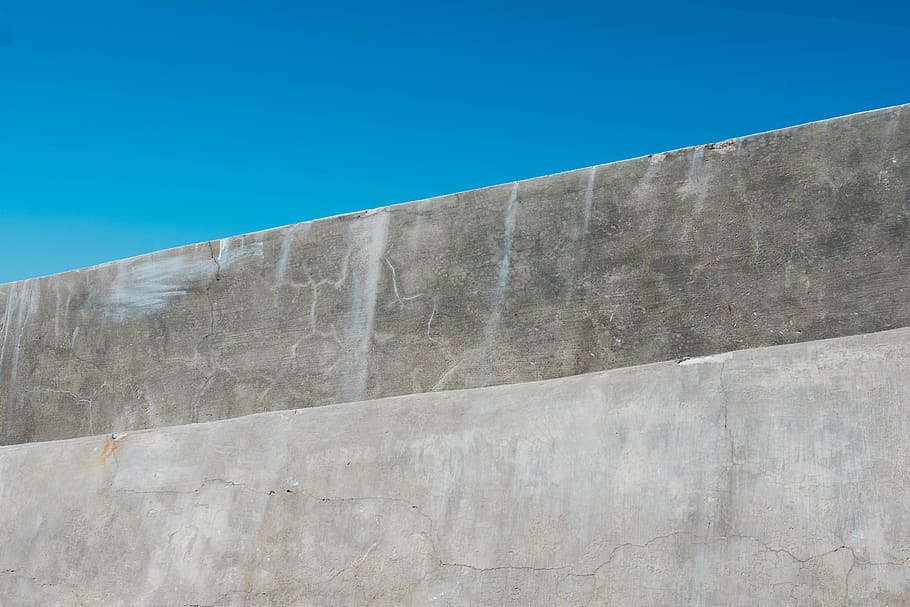 gray concrete beam, wall, sky, pattern, landscape, outdoors, transportation HD wallpaper
