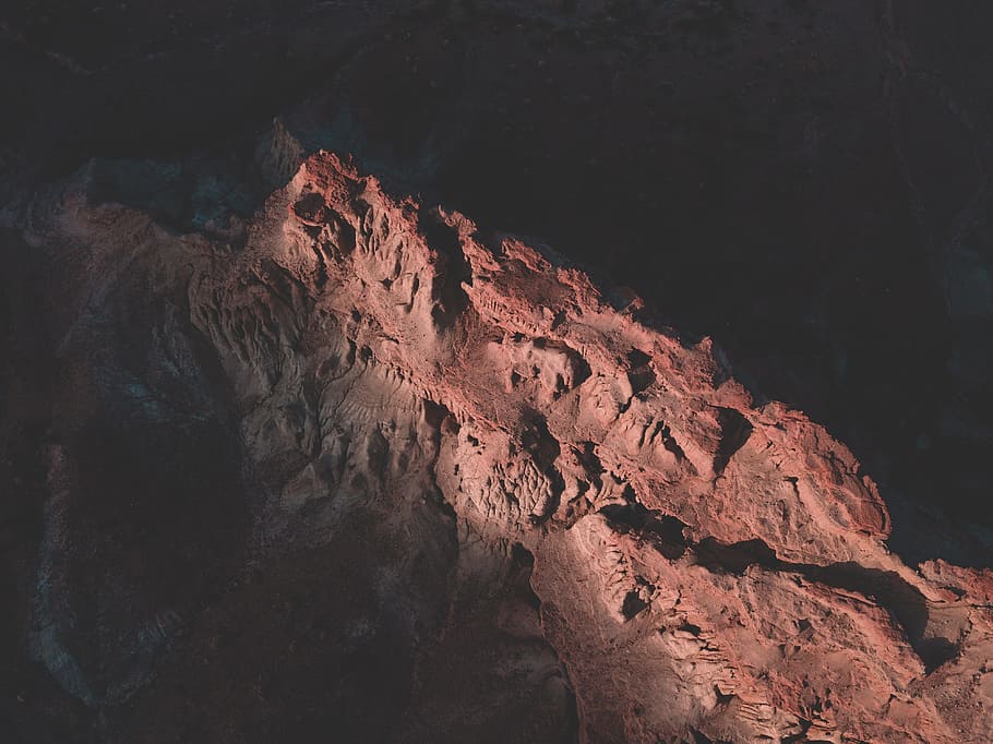 brown rock, aerial view, natural light, drone view, mojave, red rock, HD wallpaper