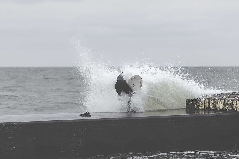 sea, coast, ocean, wave, surfing, surfboard, sports, water sport HD wallpaper