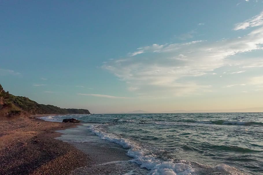 beach, wave, sea, water, ocean, landscape, bank, vacations HD wallpaper