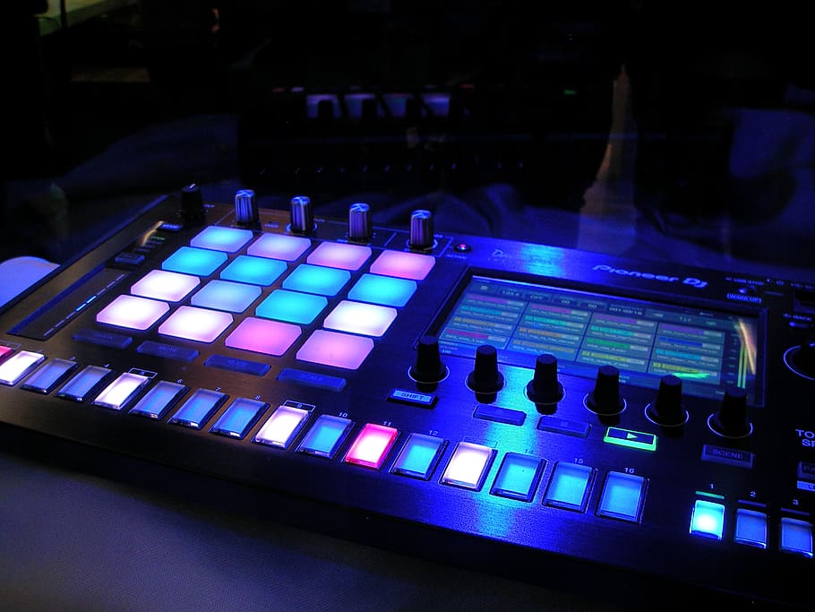 Lighted Dj Board, audio, blur, close-up, colorful, colourful