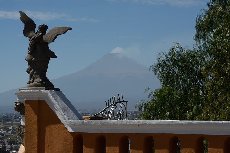 cholula, mexico, angel, art and craft, mountain, representation HD wallpaper