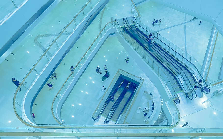 market, indoors, shopping mall, glass - material, group of people HD wallpaper