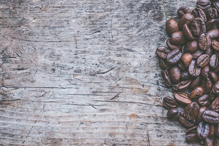 brown coffee beans on brown wooden surface, plant, pineapple, HD wallpaper