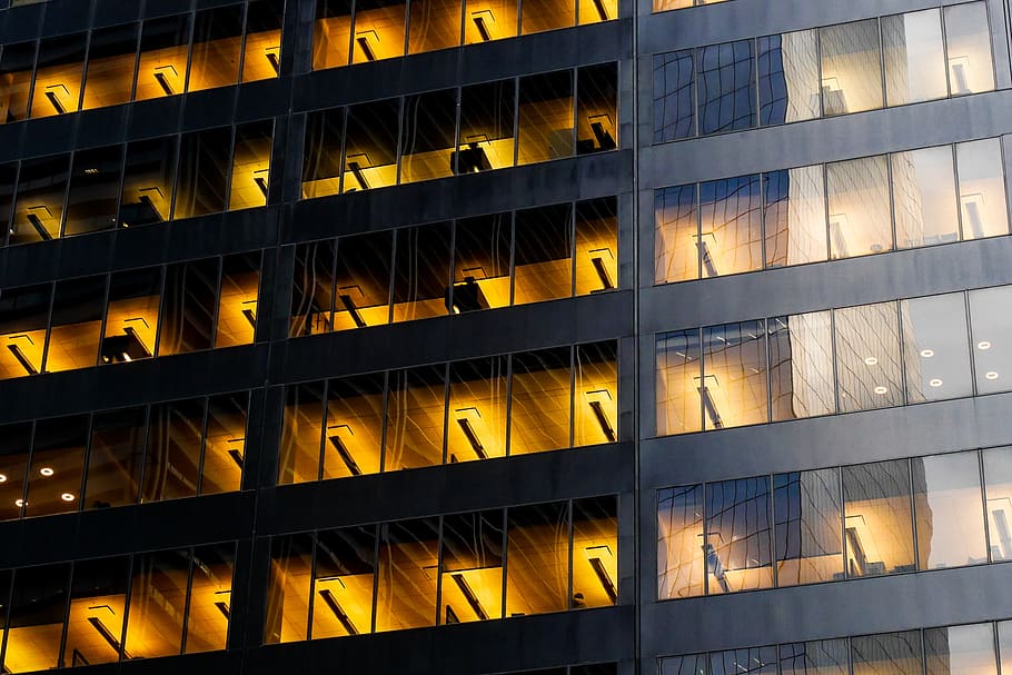 gray concrete building, architecture, illuminated, built structure HD wallpaper